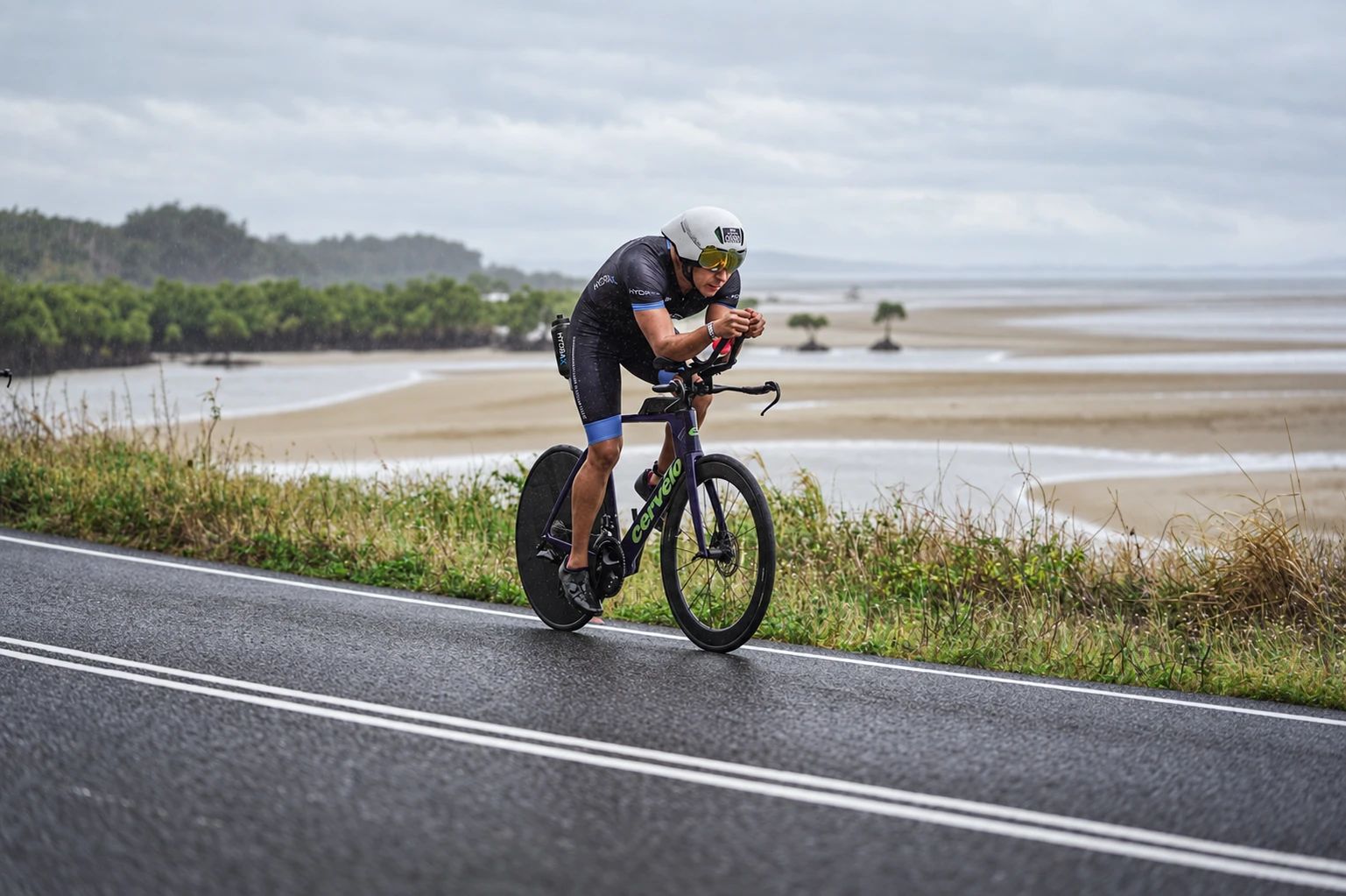 Gabriel Villarreal racing the bike leg of Ironman Cairns